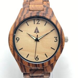 Tree Hut Mens Wooden Watch 44mm Light Brown Wood Dial New Battery 8.75"